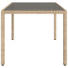 Beigefarbener Gartentisch Rovelino 190x90x75cm (Polyrattan)
