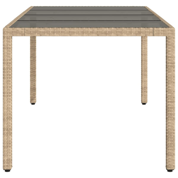 Beigefarbener Gartentisch Rovelino 190x90x75cm (Polyrattan)