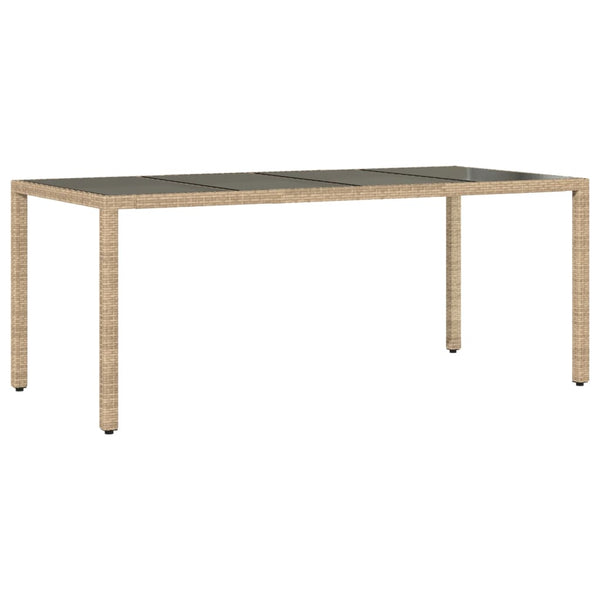 Beigefarbener Gartentisch Rovelino 190x90x75cm (Polyrattan)