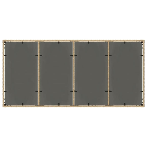 Beigefarbener Gartentisch Rovelino 190x90x75cm (Polyrattan)