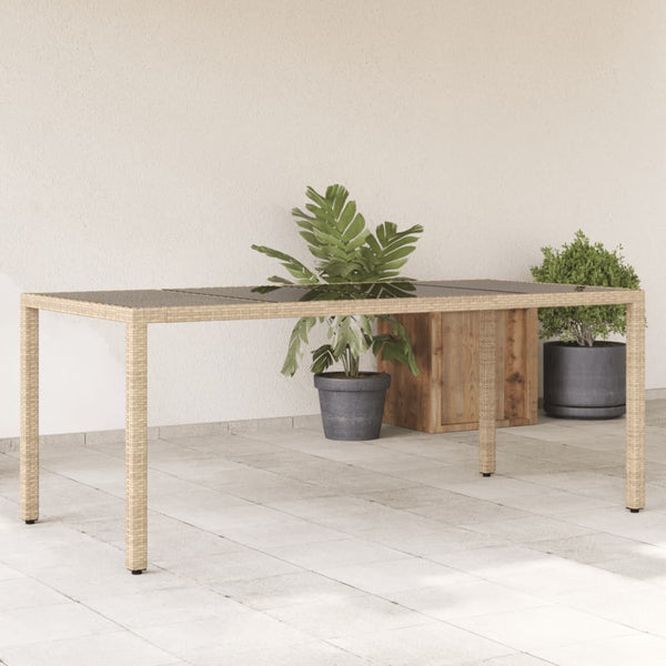Beigefarbener Gartentisch Rovelino 190x90x75cm (Polyrattan)