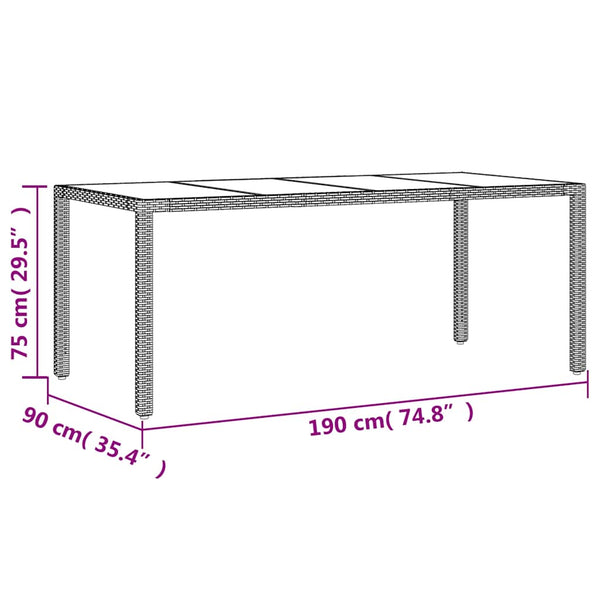 Brauner Gartentisch Rovelino 190x90x75cm (Polyrattan)