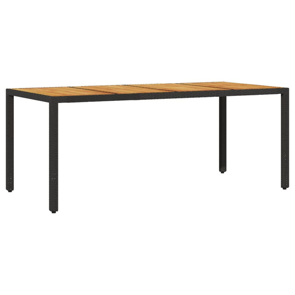 Schwarzer Gartentisch, Akazienholz-Tischplatte, Cutzonica 190x90x75cm (Polyrattan)
