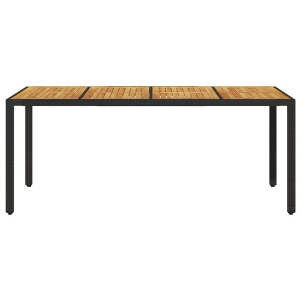 Schwarzer Gartentisch, Akazienholz-Tischplatte, Cutzonica 190x90x75cm (Polyrattan)