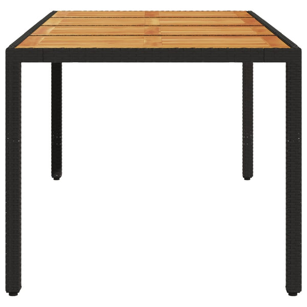 Schwarzer Gartentisch, Akazienholz-Tischplatte, Cutzonica 190x90x75cm (Polyrattan)