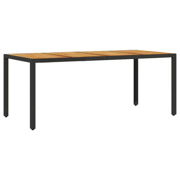Schwarzer Gartentisch, Akazienholz-Tischplatte, Cutzonica 190x90x75cm (Polyrattan)