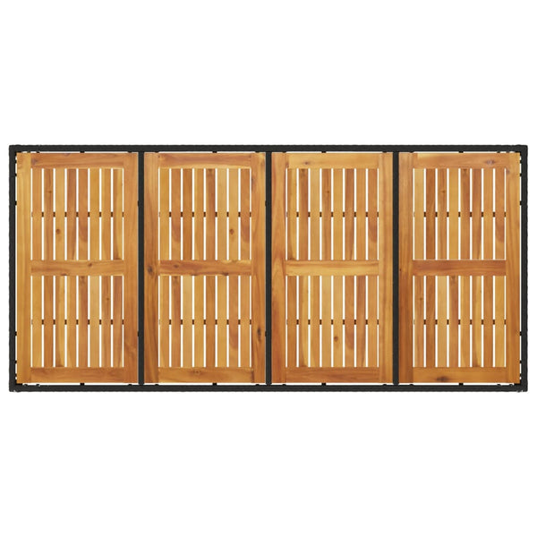 Schwarzer Gartentisch, Akazienholz-Tischplatte, Cutzonica 190x90x75cm (Polyrattan)
