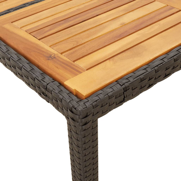 Schwarzer Gartentisch, Akazienholz-Tischplatte, Cutzonica 190x90x75cm (Polyrattan)