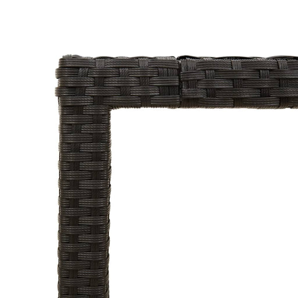 Schwarzer Gartentisch, Akazienholz-Tischplatte, Cutzonica 190x90x75cm (Polyrattan)