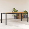 Schwarzer Gartentisch, Akazienholz-Tischplatte, Cutzonica 190x90x75cm (Polyrattan)