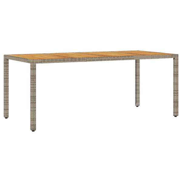 Gartentisch Cutzonica 190x90x75cm grau mit Akazienholzplatte (Polyrattan)