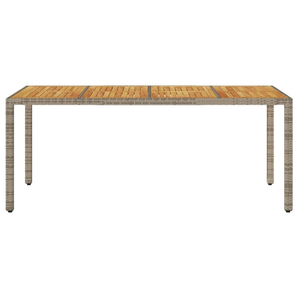 Gartentisch Cutzonica 190x90x75cm grau mit Akazienholzplatte (Polyrattan)
