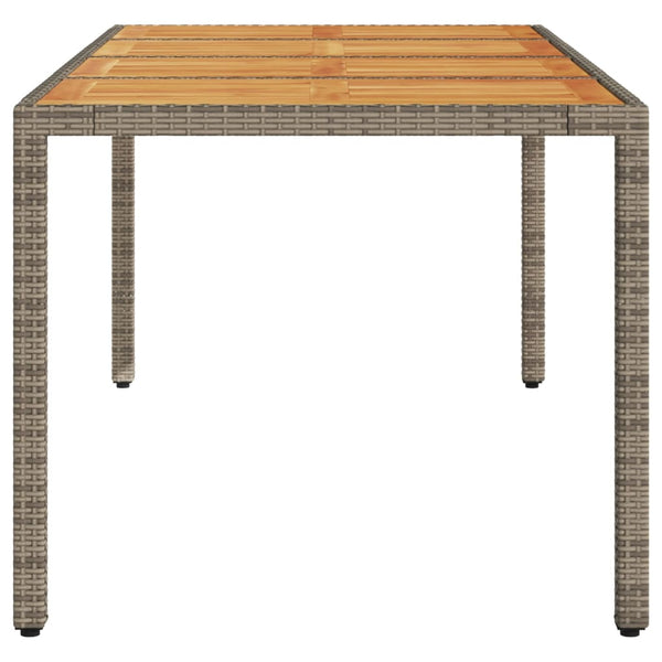 Gartentisch Cutzonica 190x90x75cm grau mit Akazienholzplatte (Polyrattan)
