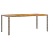 Gartentisch Cutzonica 190x90x75cm grau mit Akazienholzplatte (Polyrattan)