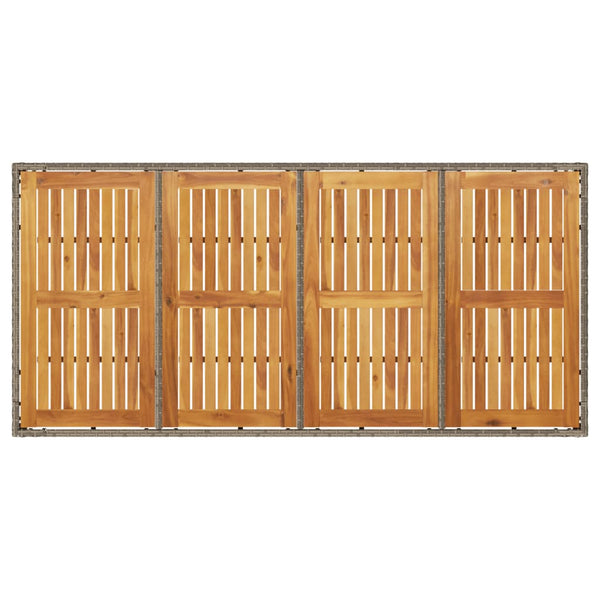 Gartentisch Cutzonica 190x90x75cm grau mit Akazienholzplatte (Polyrattan)
