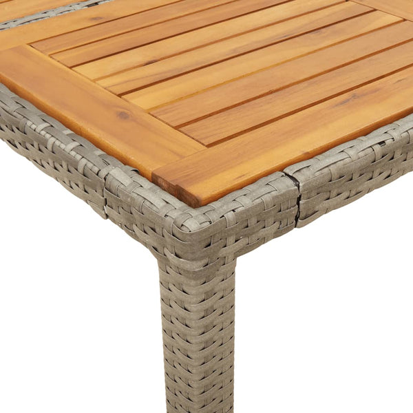 Gartentisch Cutzonica 190x90x75cm grau mit Akazienholzplatte (Polyrattan)