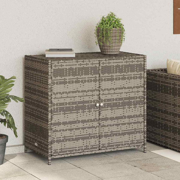 Grauer Garten-Aufbewahrungsschrank Chioveanu 83x45x76cm (Polyrattan)