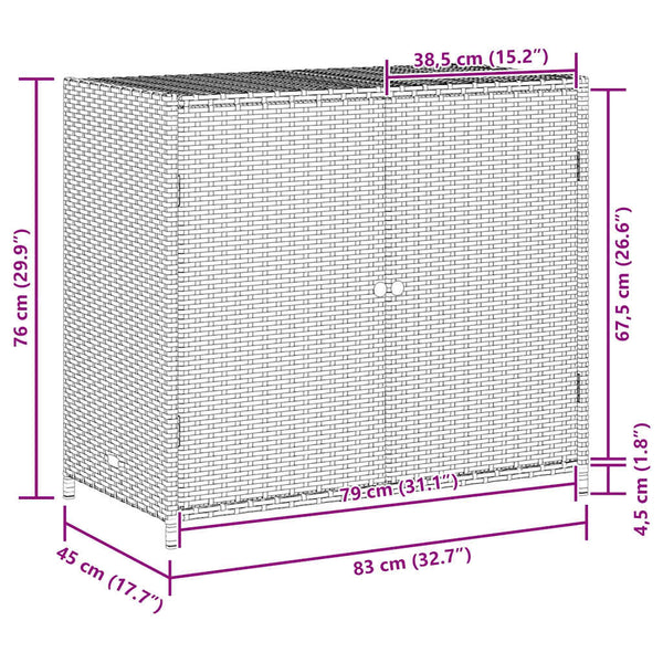 Beiger Gartenschrank Chioveanu 83x45x76cm (Polyrattan)