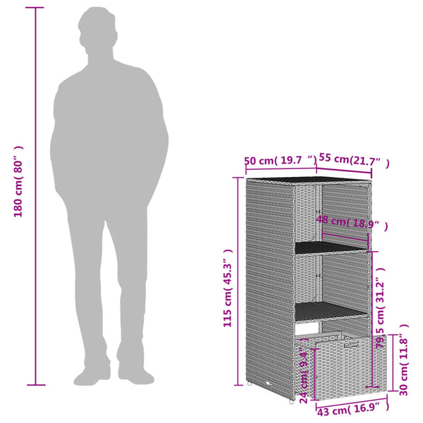 Grauer Gartenschrank Alecsandrina 50x55x115cm (Polyrattan)