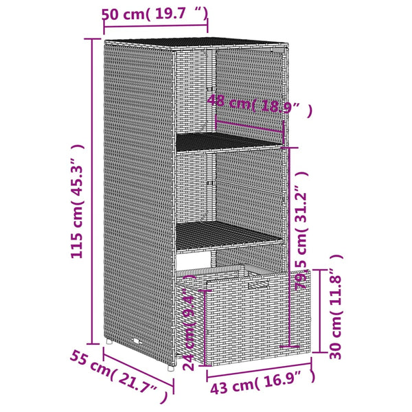 Grauer Gartenschrank Alecsandrina 50x55x115cm (Polyrattan)