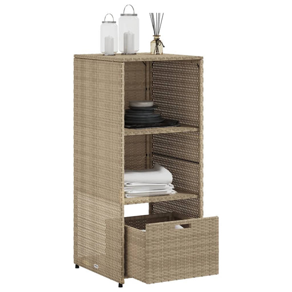 Beiger Gartenschrank Alecsandrina 50x55x115cm (Polyrattan)