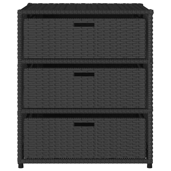 Schwarzer Gartenaufbewahrungsschrank Rufino 55x59x69cm (Polyrattan)