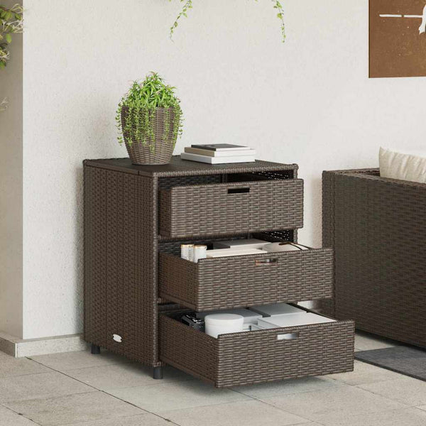 Brauner Gartenschrank Rufino 55x59x69cm (Polyrattan)