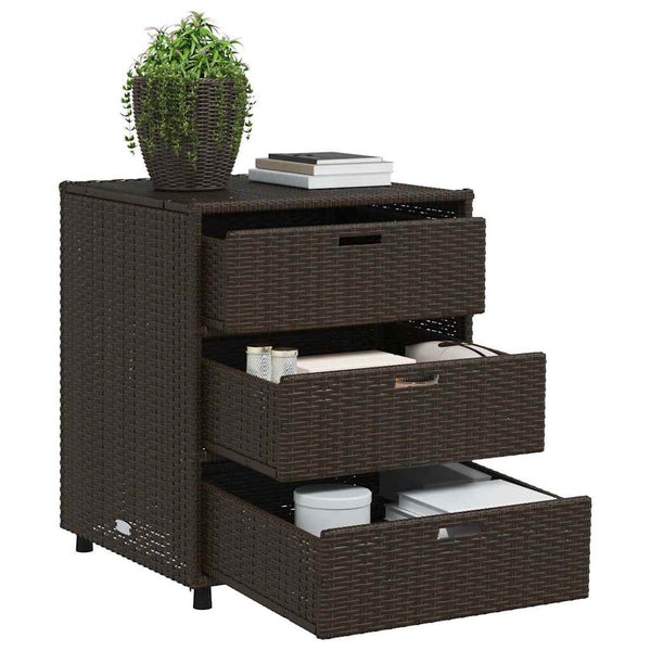 Brauner Gartenschrank Rufino 55x59x69cm (Polyrattan)
