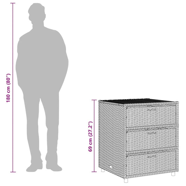 Brauner Gartenschrank Rufino 55x59x69cm (Polyrattan)