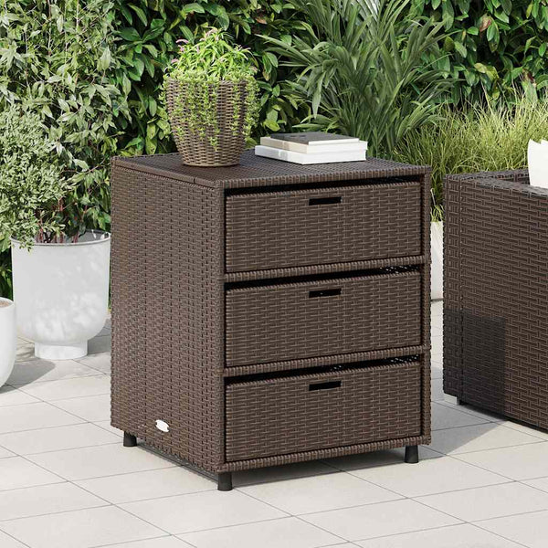Brauner Gartenschrank Rufino 55x59x69cm (Polyrattan)