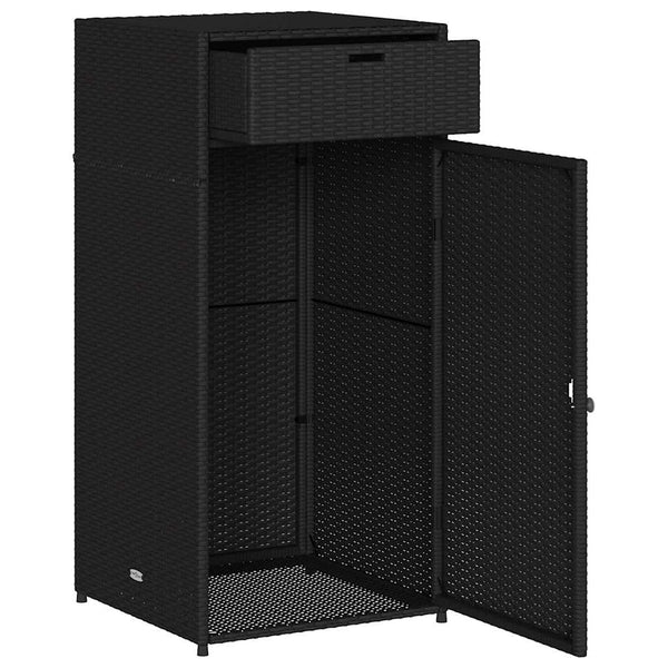Schwarzer Garten-Aufbewahrungsschrank Calhoun 55x55x111cm (Polyrattan)