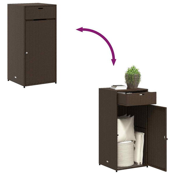 Brauner Garten-Aufbewahrungsschrank Calhoun 55x55x111cm (Polyrattan)