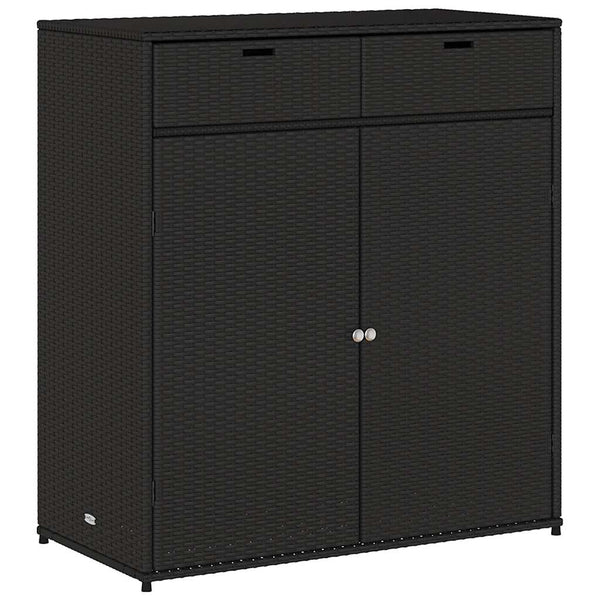 Schwarzer Gartenschrank Calhoun 105x55x113cm (Polyrattan)