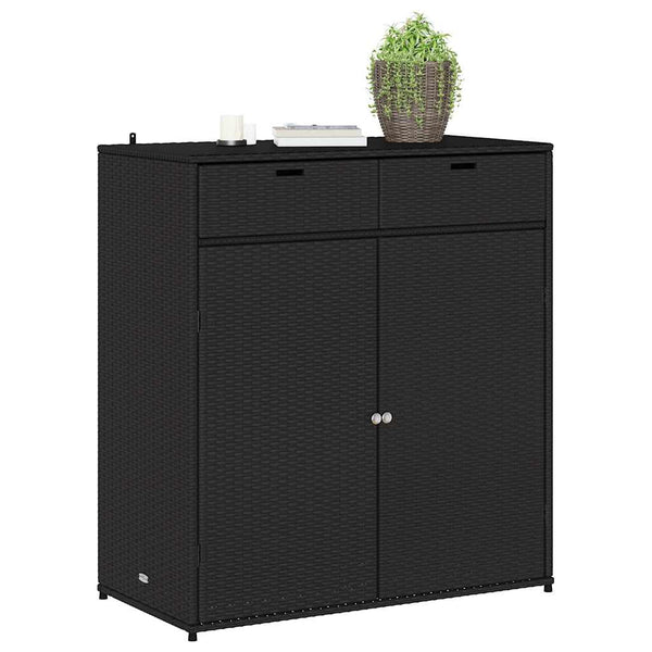 Schwarzer Gartenschrank Calhoun 105x55x113cm (Polyrattan)