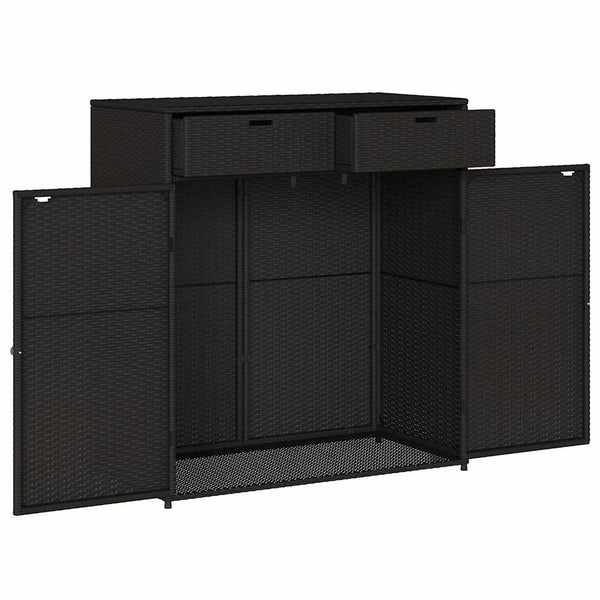 Schwarzer Gartenschrank Calhoun 105x55x113cm (Polyrattan)