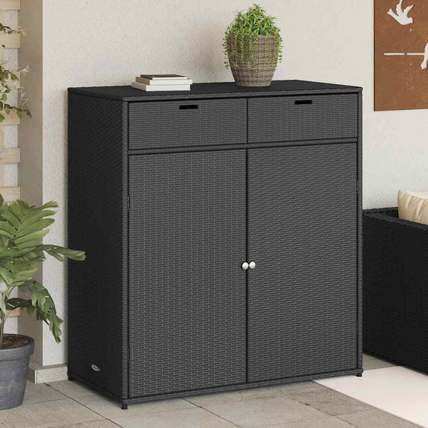 Schwarzer Gartenschrank Calhoun 105x55x113cm (Polyrattan)