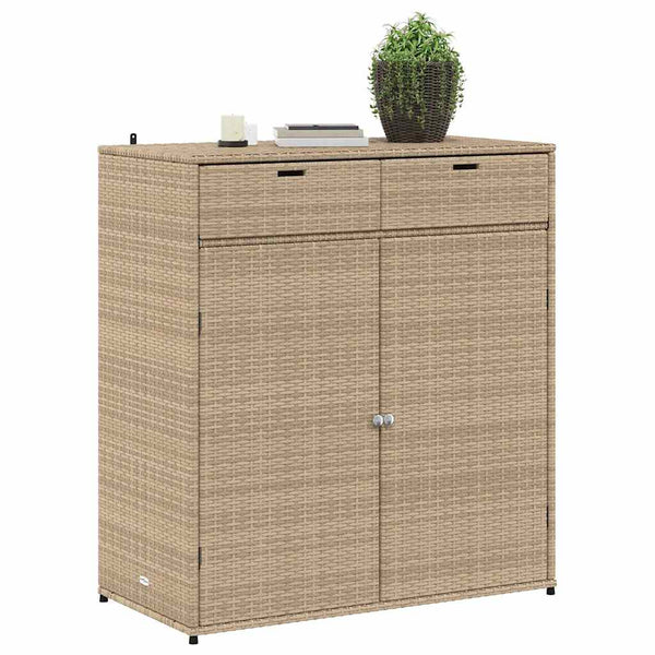 Beige puutarhan säilytyskaappi Calhoun 105x55x113cm (polyrottinki)