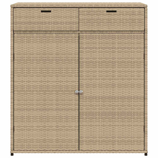 Beige puutarhan säilytyskaappi Calhoun 105x55x113cm (polyrottinki)
