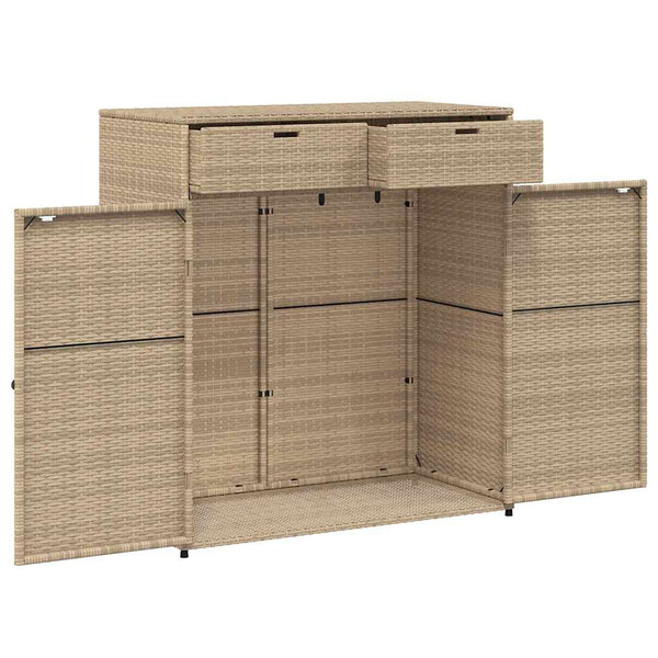 Beige puutarhan säilytyskaappi Calhoun 105x55x113cm (polyrottinki)