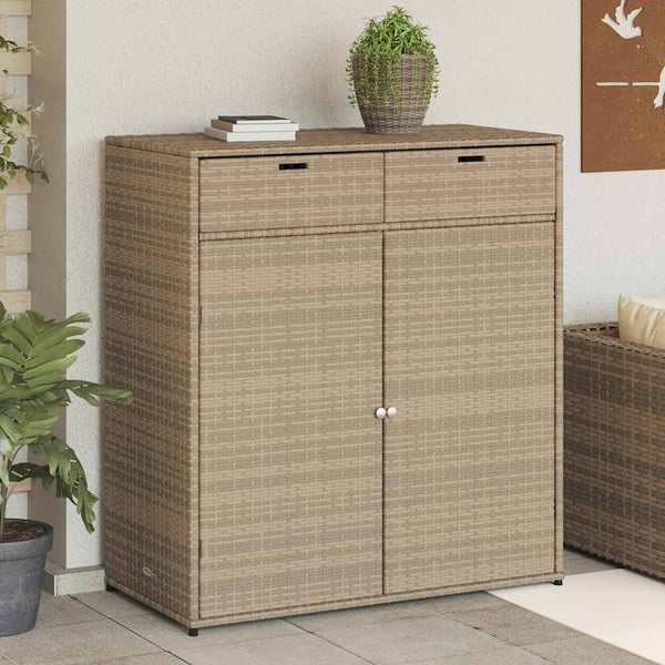 Beige puutarhan säilytyskaappi Calhoun 105x55x113cm (polyrottinki)