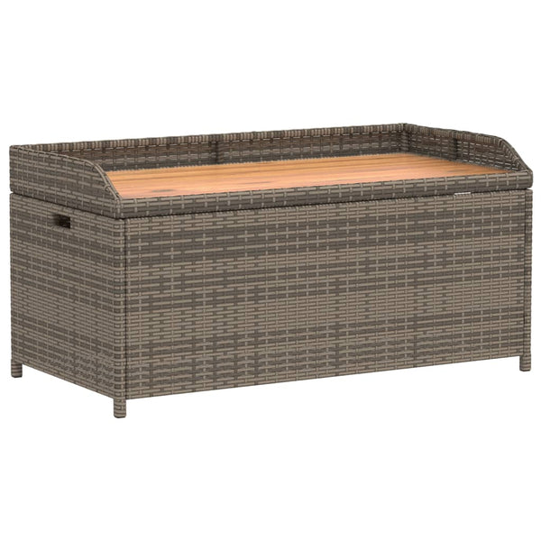 Graue Aufbewahrungsbank Freige 100x50x52cm (Polyrattan und Akazienholz)