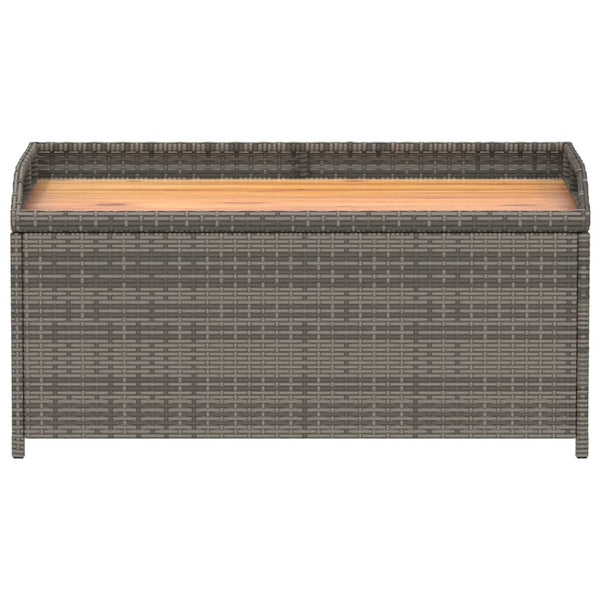 Graue Aufbewahrungsbank Freige 100x50x52cm (Polyrattan und Akazienholz)