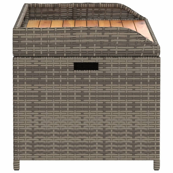 Graue Aufbewahrungsbank Freige 100x50x52cm (Polyrattan und Akazienholz)