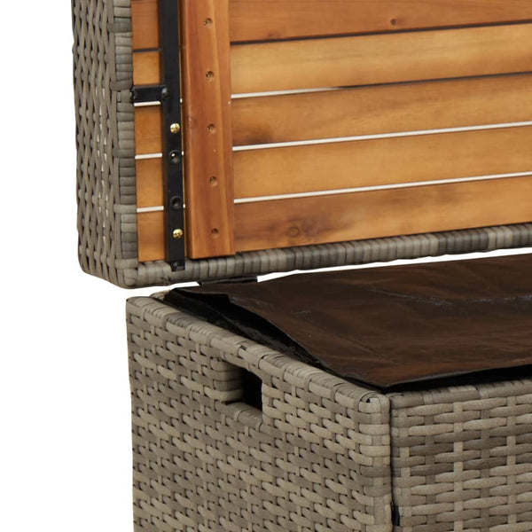 Graue Aufbewahrungsbank Freige 100x50x52cm (Polyrattan und Akazienholz)