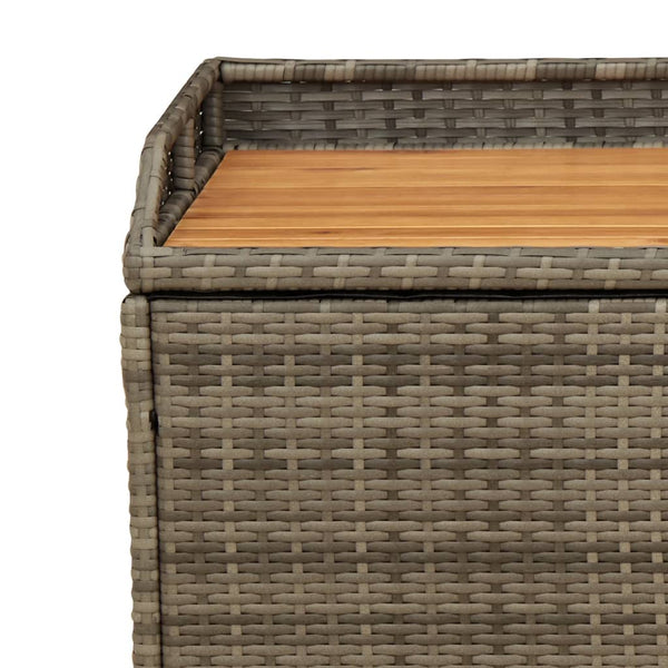 Graue Aufbewahrungsbank Freige 100x50x52cm (Polyrattan und Akazienholz)