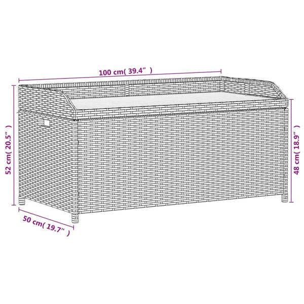 Graue Aufbewahrungsbank Freige 100x50x52cm (Polyrattan und Akazienholz)