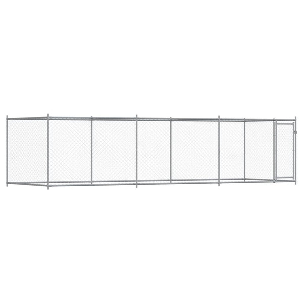 Grauer Hundekäfig mit Tür Simena 6x2x1,5 m (verzinkter Stahl)