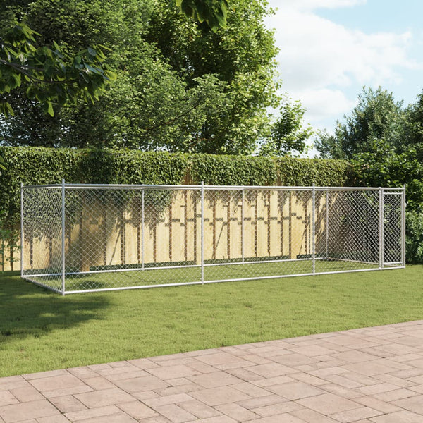 Grauer Hundekäfig mit Tür Simena 6x2x1,5 m (verzinkter Stahl)