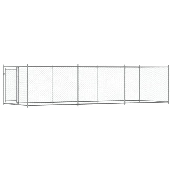 Grauer Hundekäfig mit Tür Simena 6x2x1,5 m (verzinkter Stahl)