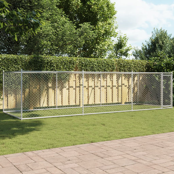 Grauer Hundekäfig mit Tür Simena 6x2x1,5 m (verzinkter Stahl)